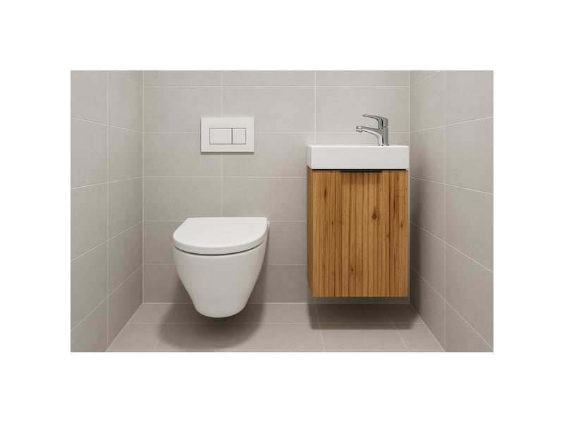 Meuble sous vasque noxera 40 cm – chêne wotan – vasque encastrée - Conforama B