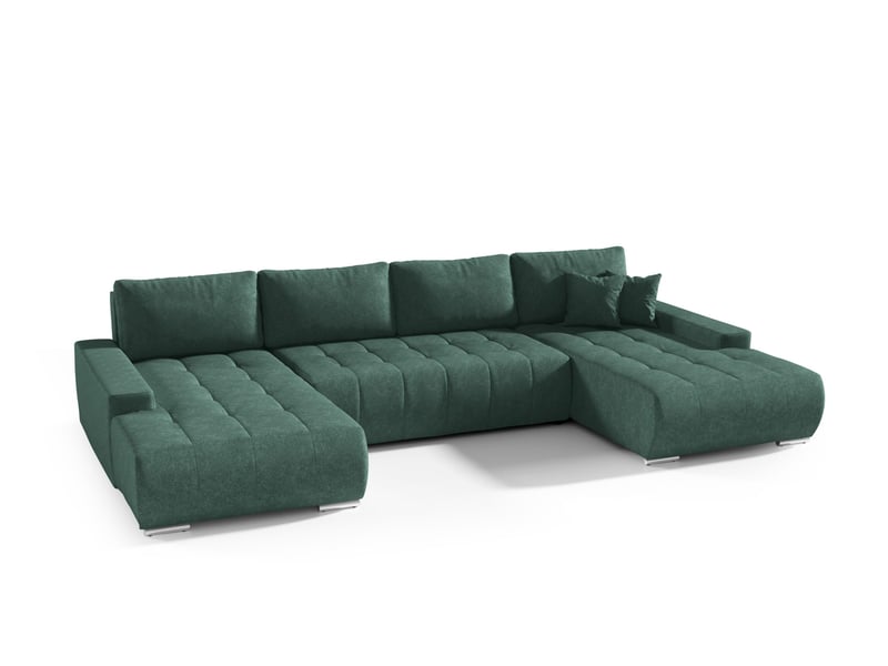  Canapé d'angle convertible velutti u velours aston vert, forme u avec coffre  - Conforama A
