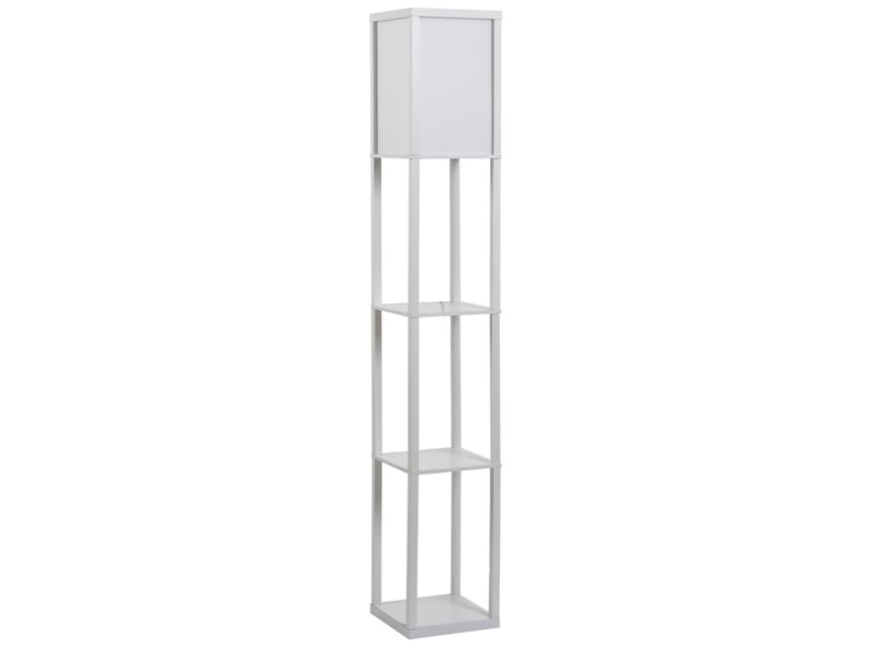  Lampadaire avec rangements 26x26x160 cm bois blanc sans ampoule  - Conforama A