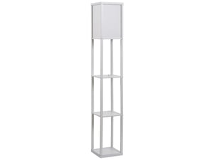 Lampadaire avec rangements 26x26x160 cm bois blanc sans ampoule