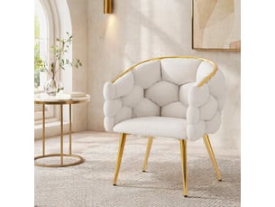 Lot de 4 chaises 44x46x74 cm, temporain, dossier enveloppant et large, tissu velours, cadre acierlique, beige