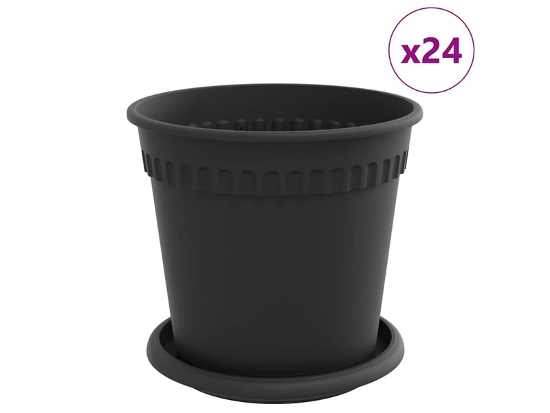Jardinière - pots de plantes 24 pcs noir plastique - Conforama A
