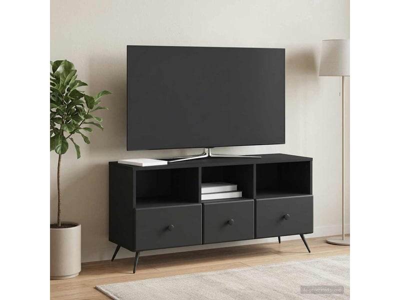  Meuble tv - banc tv - meuble de rangement avec tiroir noir 102 x 34,5 x 50 cm bois d'ingénierie  - Conforama D