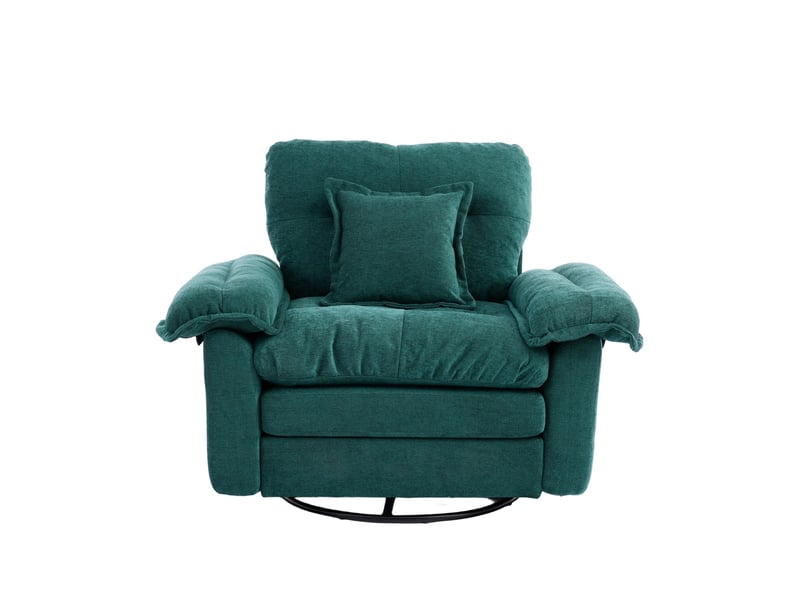  Fauteuil pivotant modenvie en chenille vert 116 x 84 x 96 cm avec coussin de soutien  - Conforama A