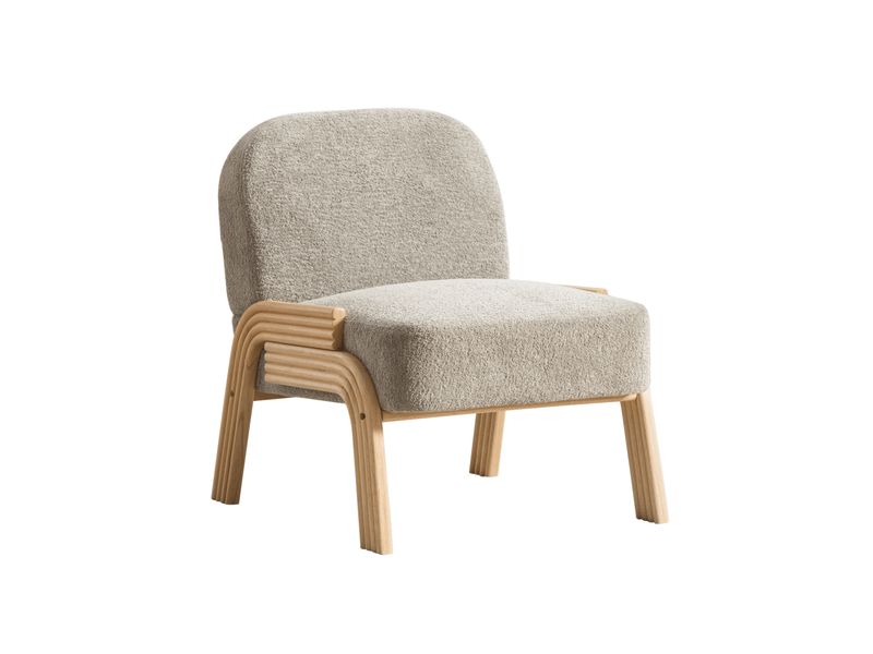  Fauteuil lounge scandinave en chenille gris  - Conforama A
