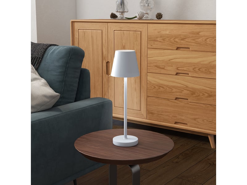  Lampe de chevet led sans fil, lampe de table rechargeable usb-c, 3 couleurs, ø 11,2 x 36,5 cm, grise  - Conforama C