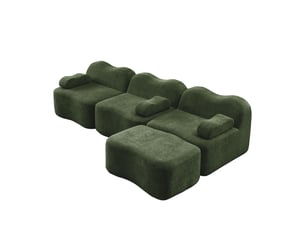 Canapé 3 places avec pouf - 288x167x70 cm - canapé d'angle modulable velours mousse 32d sans structure rigide 750kg - vert