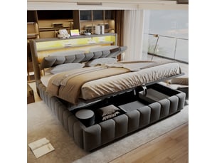 Lit coffre 180x200 cm REDOM coloris gris