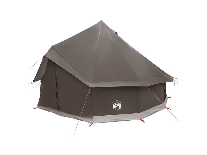 Tente tipi, tente de camping 6 personne marron gris polyester et acier - Conforama C