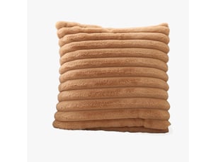 Coussin carré en tissu côtelé camel 43x43 cm