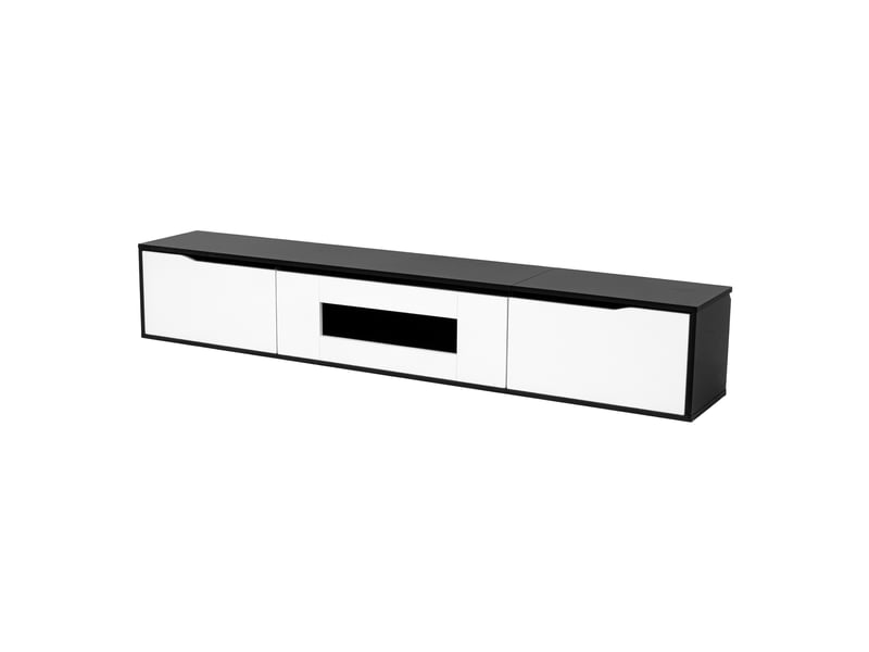  Meuble tv 180 cm noir et blanc avec éclairage led  - Conforama B
