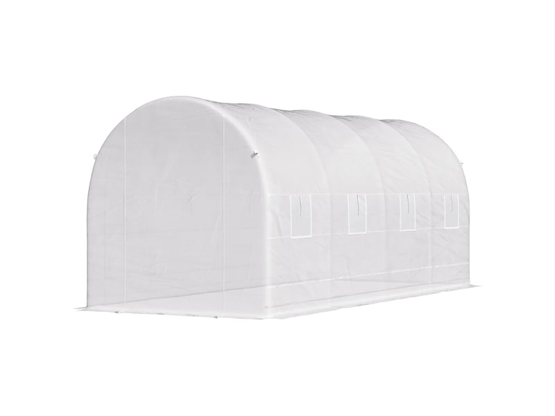  Serre tunnel de jardin de 5 x 2 x 2 m avec structure en acier et bâche en polyéthylène blanc  - Conforama B