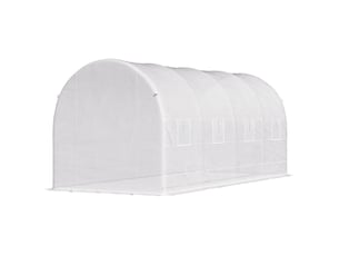 Serre tunnel de jardin de 5 x 2 x 2 m avec structure en acier et bâche en polyéthylène blanc