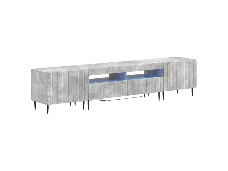  Meuble tv - banc tv - meuble de rangement led 5 pièces gris béton bois d'ingénierie  - Conforama A