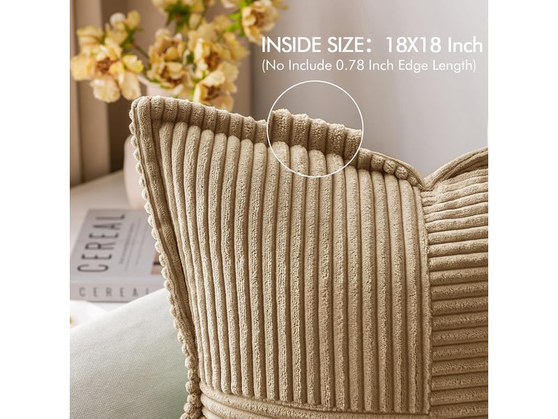  Lot de 2 taies d'oreiller housse de coussin légère et luxueuse, coutures croisées, bord pressé, housse de coussin pour canapé de salon, 45 x 45 cm, marron  - Conforama C