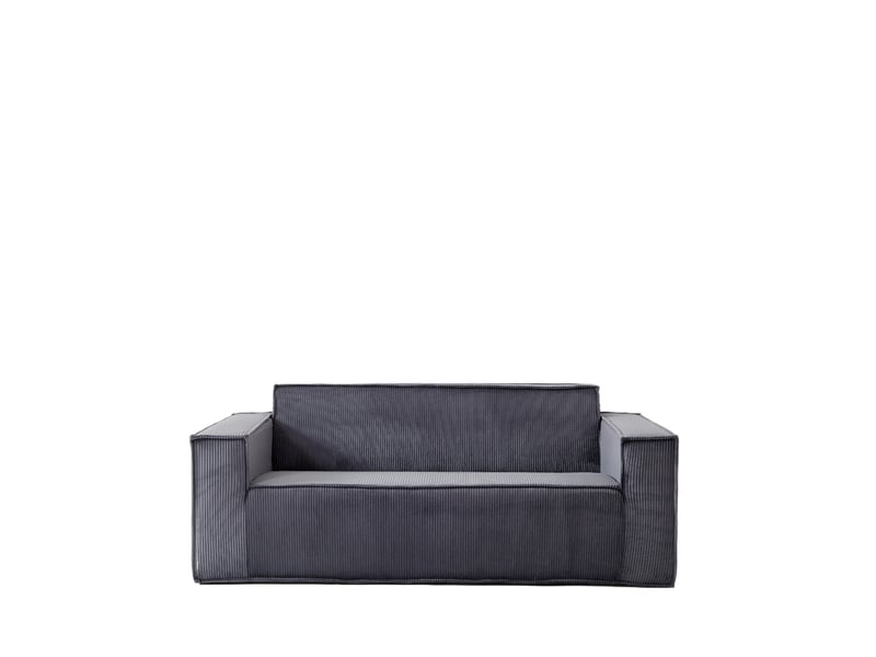  Canapé droit 2 places en velours côtelé gris, assise profonde, sans montage, confortable pour salon ou bureau  - Conforama A