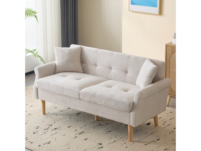  Canapé 2 places tissu chenille moderne canapé double compact avec coussins épais pour petit salon et appartement  - Conforama W