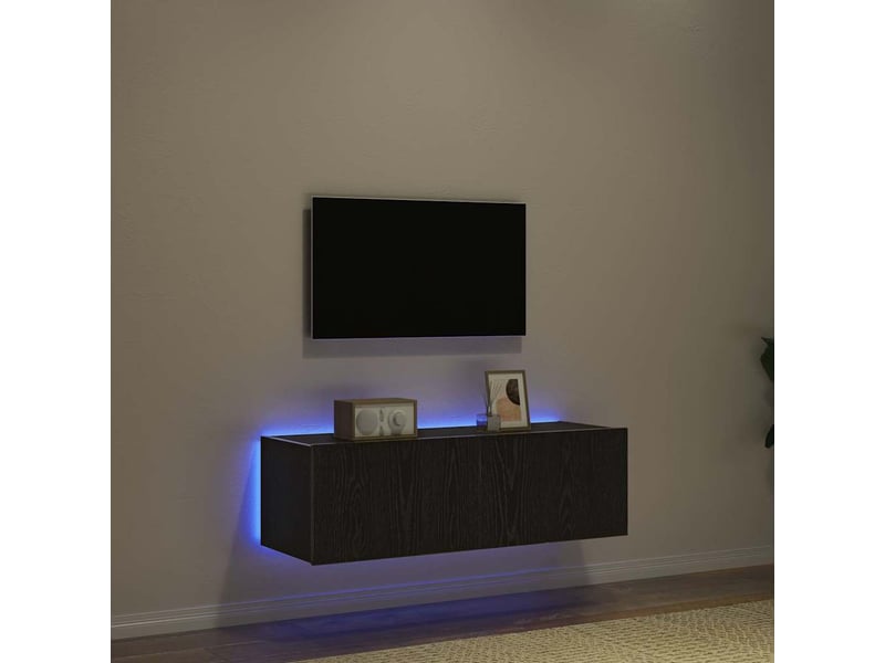 Meuble tv - banc tv - meuble de rangement mural 2 pcs chêne noir bois d'ingénierie - Conforama E