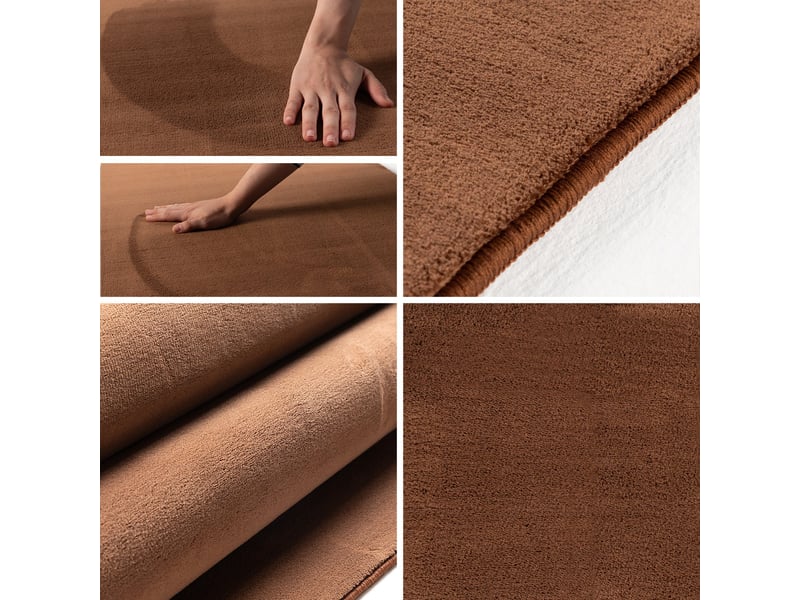 Tapis lavable rond en microfibre douce - marron 120x120cm SKY1201205400BROWN - Conforama C
