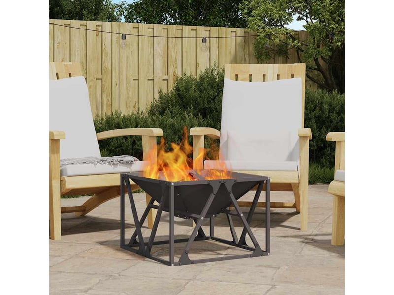  Brasero exterieur, foyer noir 50x50x35 cm acier patiné  - Conforama B