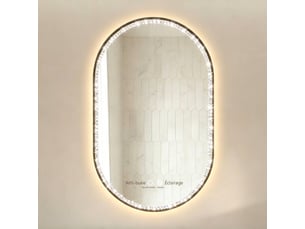 Miroir de salle de bain ovale 50x80 cm avec fonction anti-buée et cadre noir