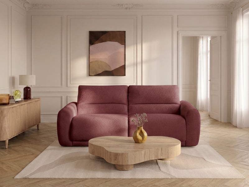  Bobochic canapé droit convertible minorque ouverture express tissu chenille rouge 140x200 MINORQUE - Conforama B