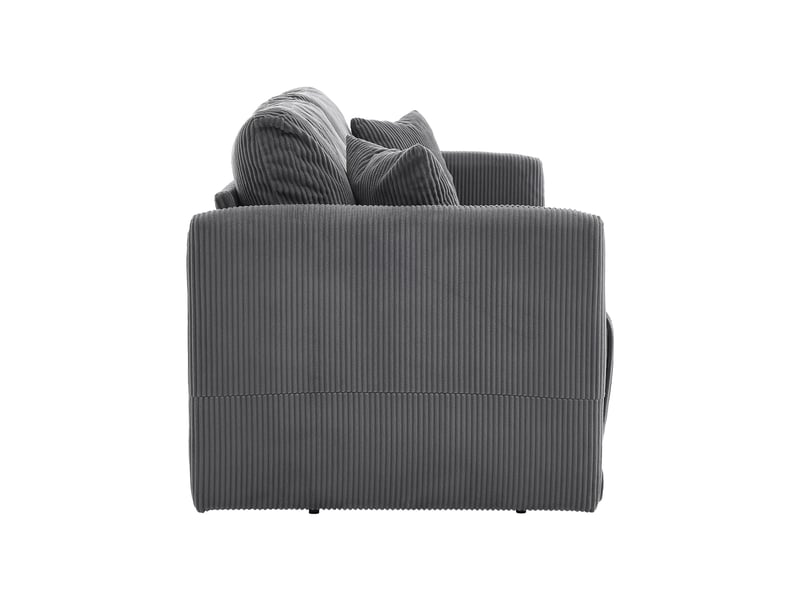 Canapé convertible avec couchage d’appoint - accoudoirs en bois, velours côtelé gris, 182 × 88 × 84 cm - Conforama E