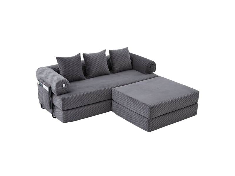  Canapé d'angle réversible fixe 3 places tissu gris foncé canapé compressible - Conforama A