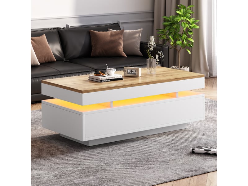  Table basse led avec 2 tiroirs 100 x 50 cm homvra  - Conforama B