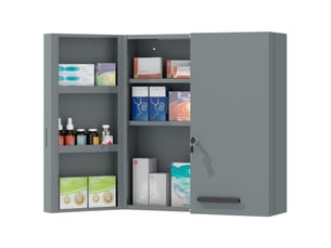 Armoire à pharmacie verrouillable à 2 portes et 6 étagères, gris anthracite