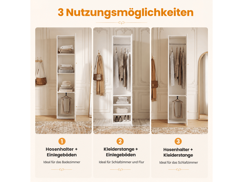  Armoire,45x50x200 cm,1 porte avec penderie,panneau de particules,blanc  - Conforama D