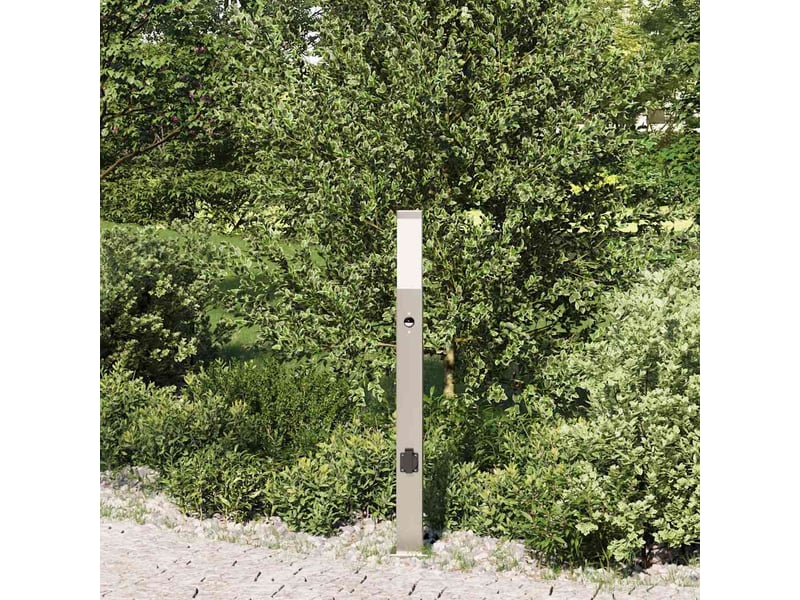  Borne lumineuse, lampadaire avec détecteur et prise 80 cm acier inoxydable ip44 shl78135  - Conforama C