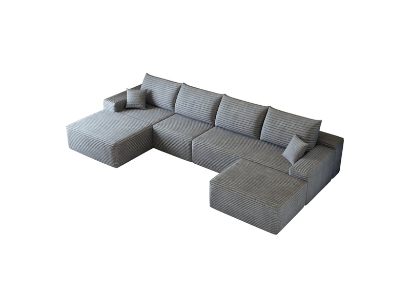  Canapé d'angle, canapé modulable, livré monté, design moderne, 340 cm, pour salon, chambre, appartement, assise profonde, gris  - Conforama B