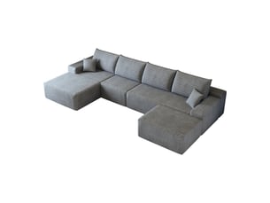 Canapé d'angle, canapé modulable, livré monté, design moderne, 340 cm, pour salon, chambre, appartement, assise profonde, gris