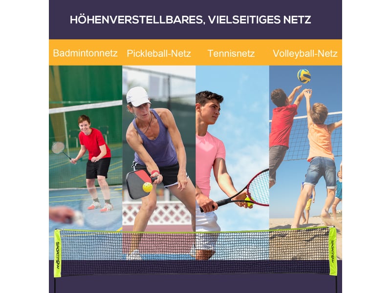 Filet de badminton sur pied et filet de tennis pliable, réglable 107-155 cm pour jardin et plage - Conforama D