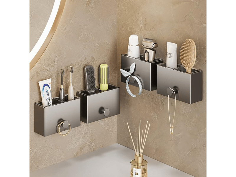  Lot de 2 supports adhésifs pour brosse à dents sans perçage - support de rangement mural étanche pour salle de bain et cuisine  - Conforama D