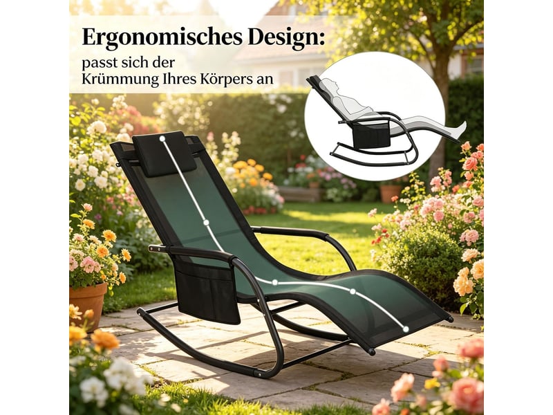  Bain de soleil assise courbée transat poche latérale usage extérieur fonction bascule  - Conforama E