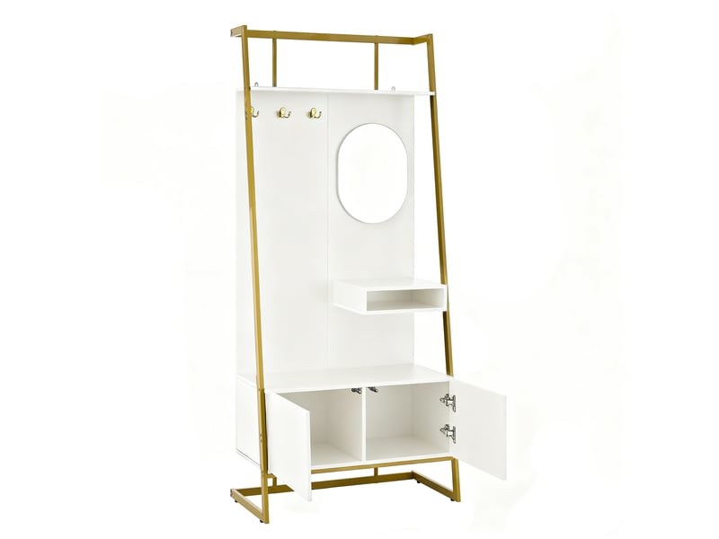  Portemanteau avec banc et rangement blanc 78 x 180.5 cm en mdf  - Conforama D