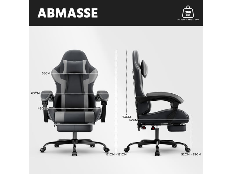  Chaise de bureau gaming ergonomique inclinable avec repose-pieds cravdom  - Conforama C