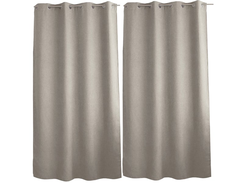  Rideaux thermique à œillets, beige naturel, 140x240 cm, lot de 2, velours chenillé tramé, collection blizzard, cmadeco - beige LOT2-H2058NAR140240 - Conforama B