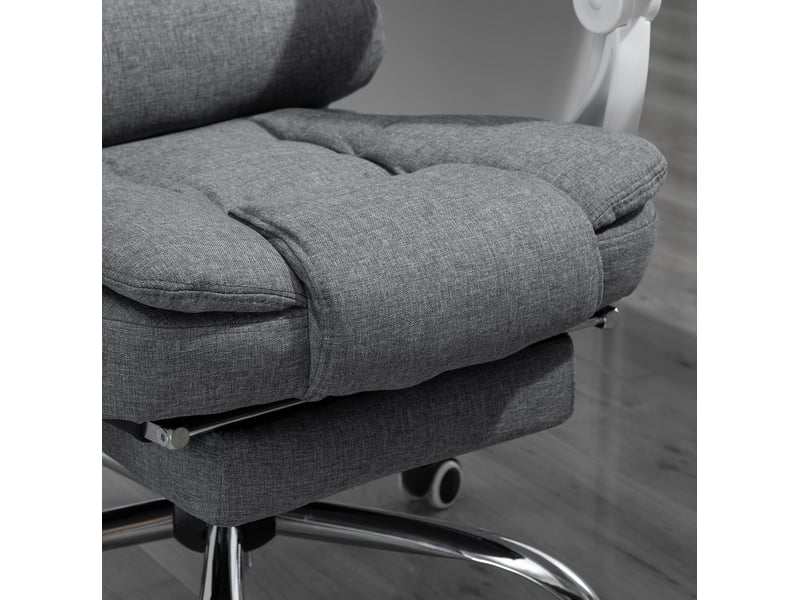Chaise de bureau grise avec repose-pieds pliable, réglable et inclinable - Conforama D
