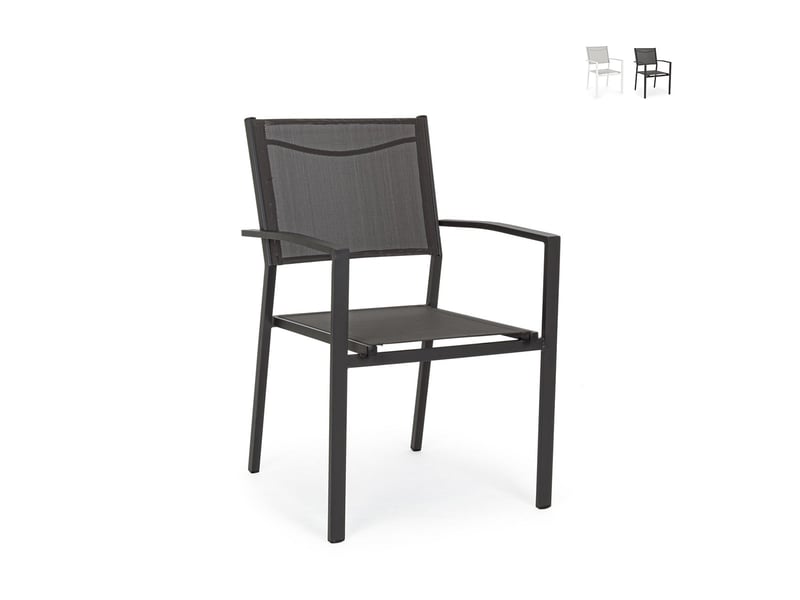  Chaise de jardin empilable avec accoudoirs bizzotto hilde - anthracite  - Conforama A