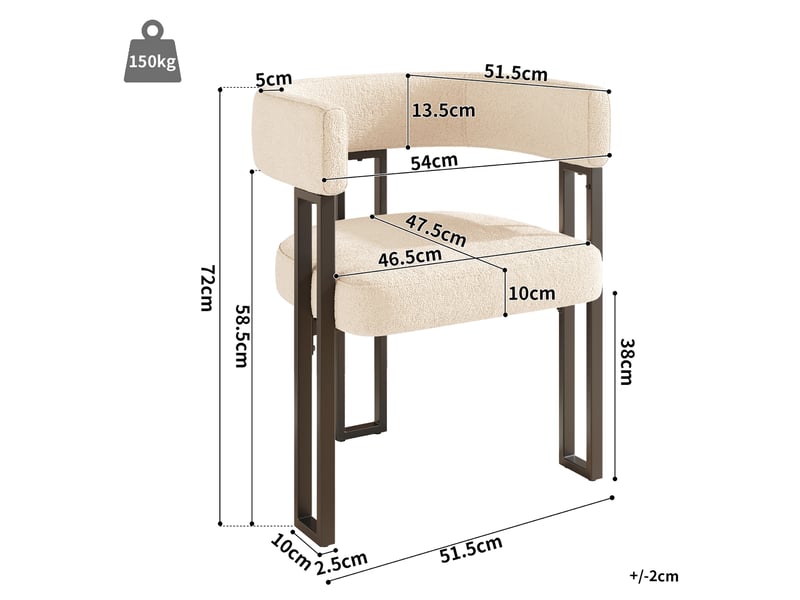  Lot de 6 chaises en tissu et métal coloris beige chaise beige - Conforama C