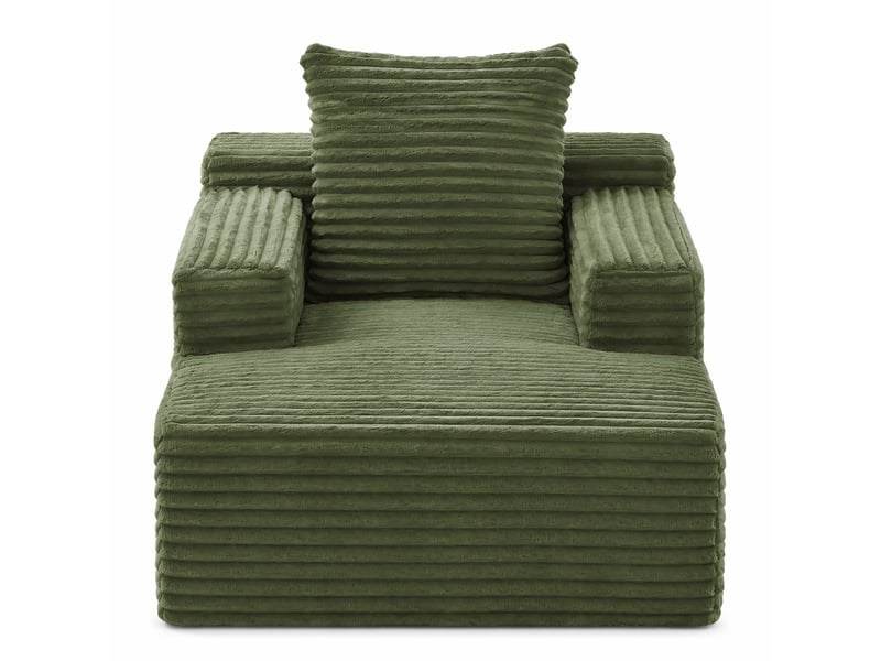  Méridienne 81x117x50 cm moderne 1 place en velours côtelé vert, design moderne, usage pratique, rangement pratique  - Conforama A