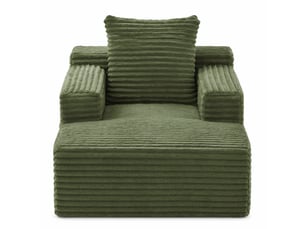 Méridienne 81x117x50 cm moderne 1 place en velours côtelé vert, design moderne, usage pratique, rangement pratique
