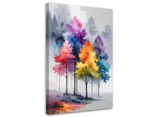 Impression sur toile, paysage pastel d'arbres colorés 40x60