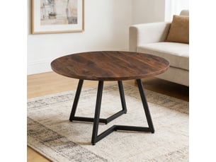 Table de salle à manger ronde 110 x 110 x 75 cm – marron noyer – plateau mdf et piètement métal