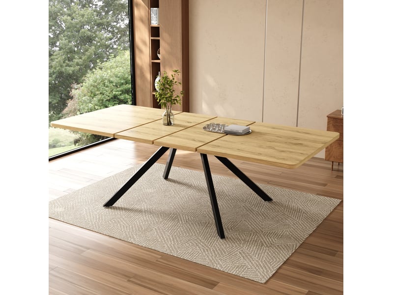  Table à manger extensible 160200240x90x74,5 cm 6 à 10 personnes chêne clair  - Conforama B
