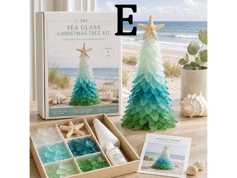  Kit diy arbre de noël en verre de mer – série e, décoration à réaliser soi-même  - Conforama B
