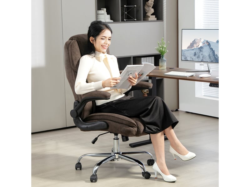  Fauteuil de bureau, chaise bureau ergonomique, hauteur réglable, accoudoirs relevables, 70 x 70 x 114-122 cm, marron  - Conforama A